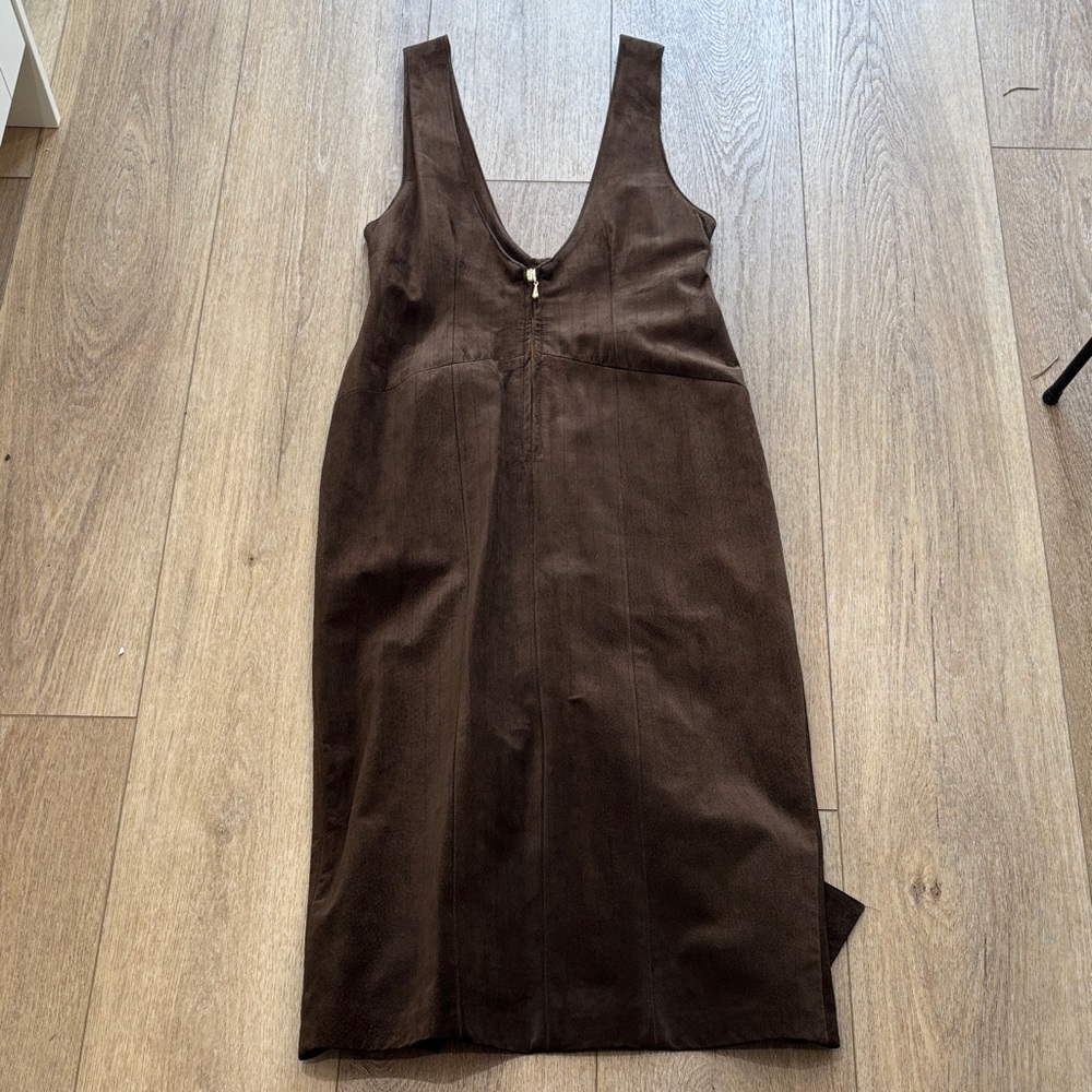 Vintage Danier Chocolate Brown Pin Stripe Suede Dress